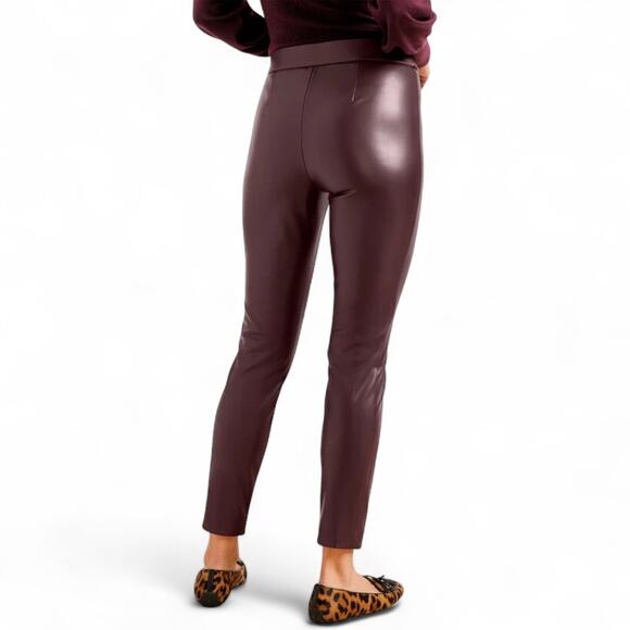 Talbots Women's Faux Leather Leggings Size 16 Rich Burgundy P233016329 Pants - Picture 4 of 10
